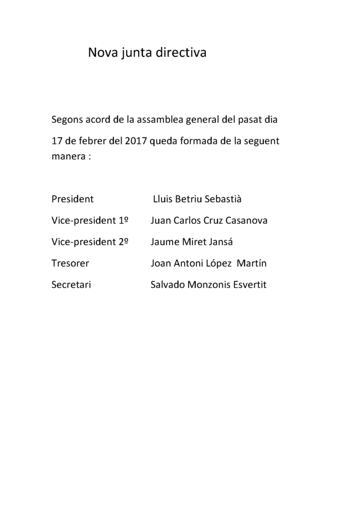 Nova junta directiva 2017