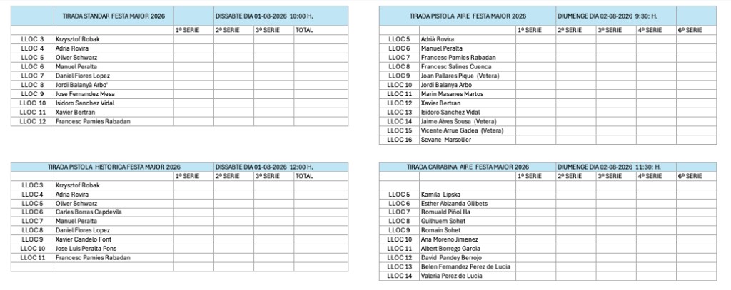 Tirada Festa Major 2026 - calendari